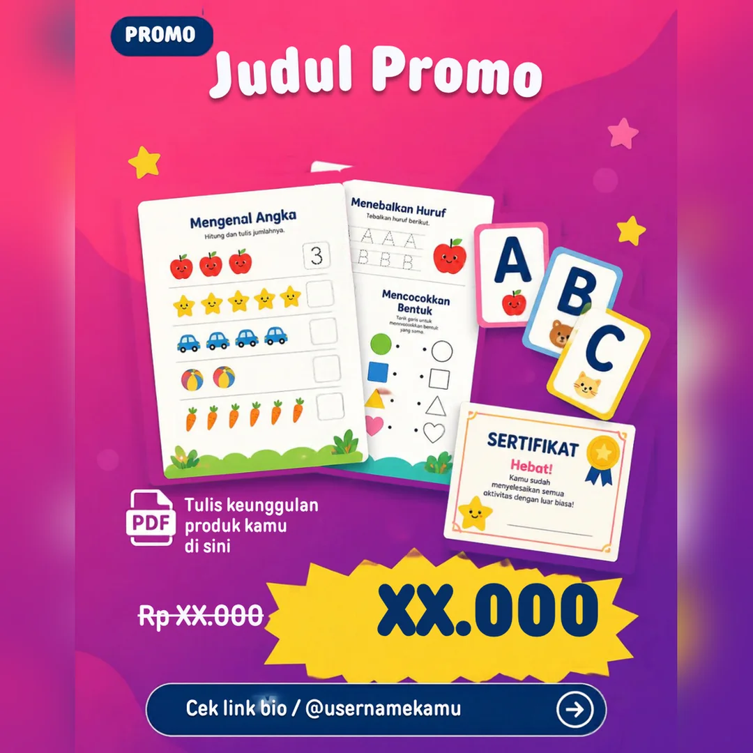 Cover produk Free Template Promo IG Worksheet Anak dari Ideaku Studio