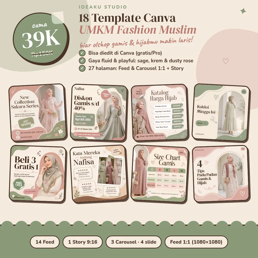 18 Template Canva UMKM Fashion Muslim